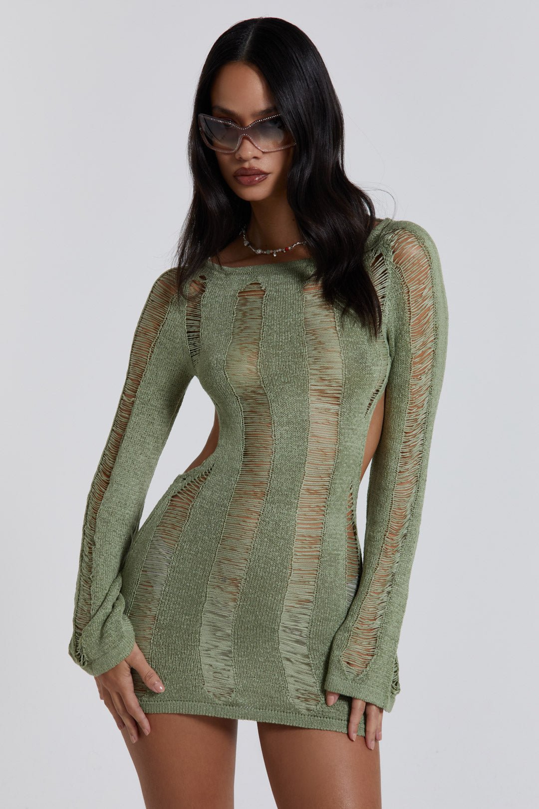 Shop Khaki Umbra Mini Dress | Jaded London | Clothing