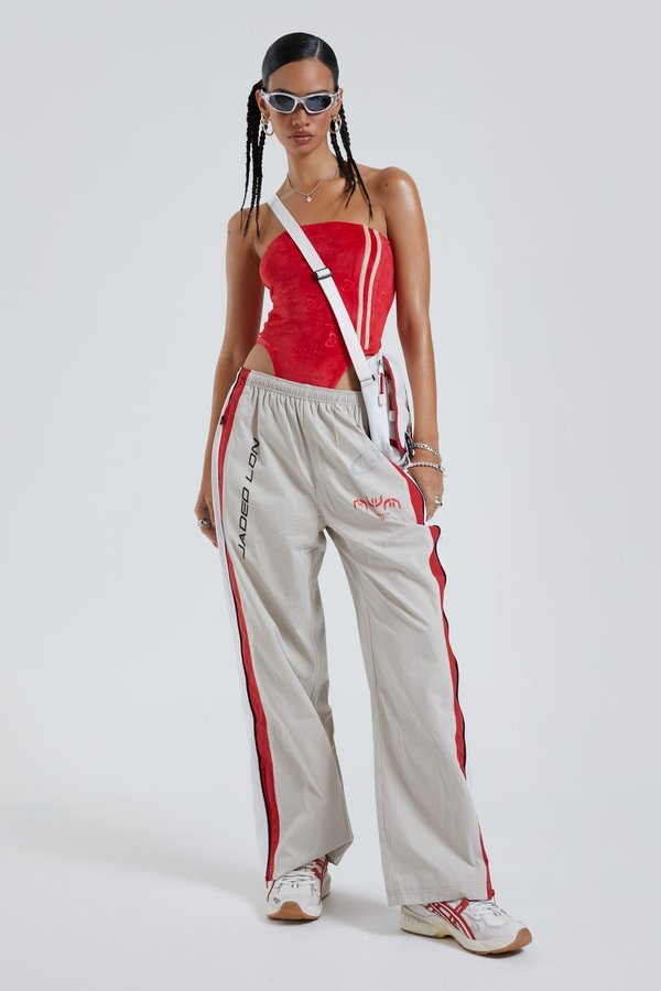 Red & Almond Oversized Track Pants | Jaded London