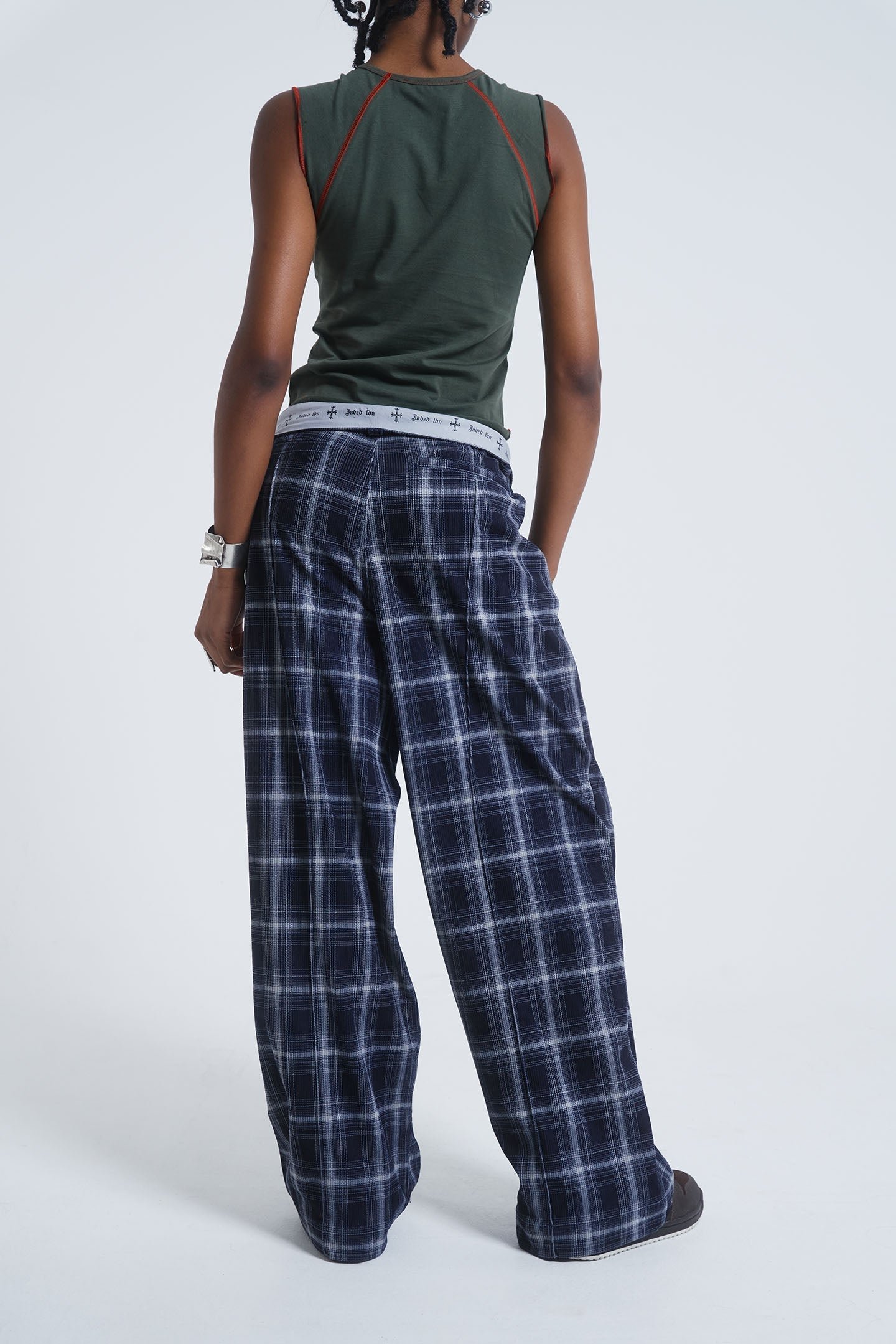Part Two Ilisan Cropped Check Trousers, Medium Grey at John Lewis & Partners
