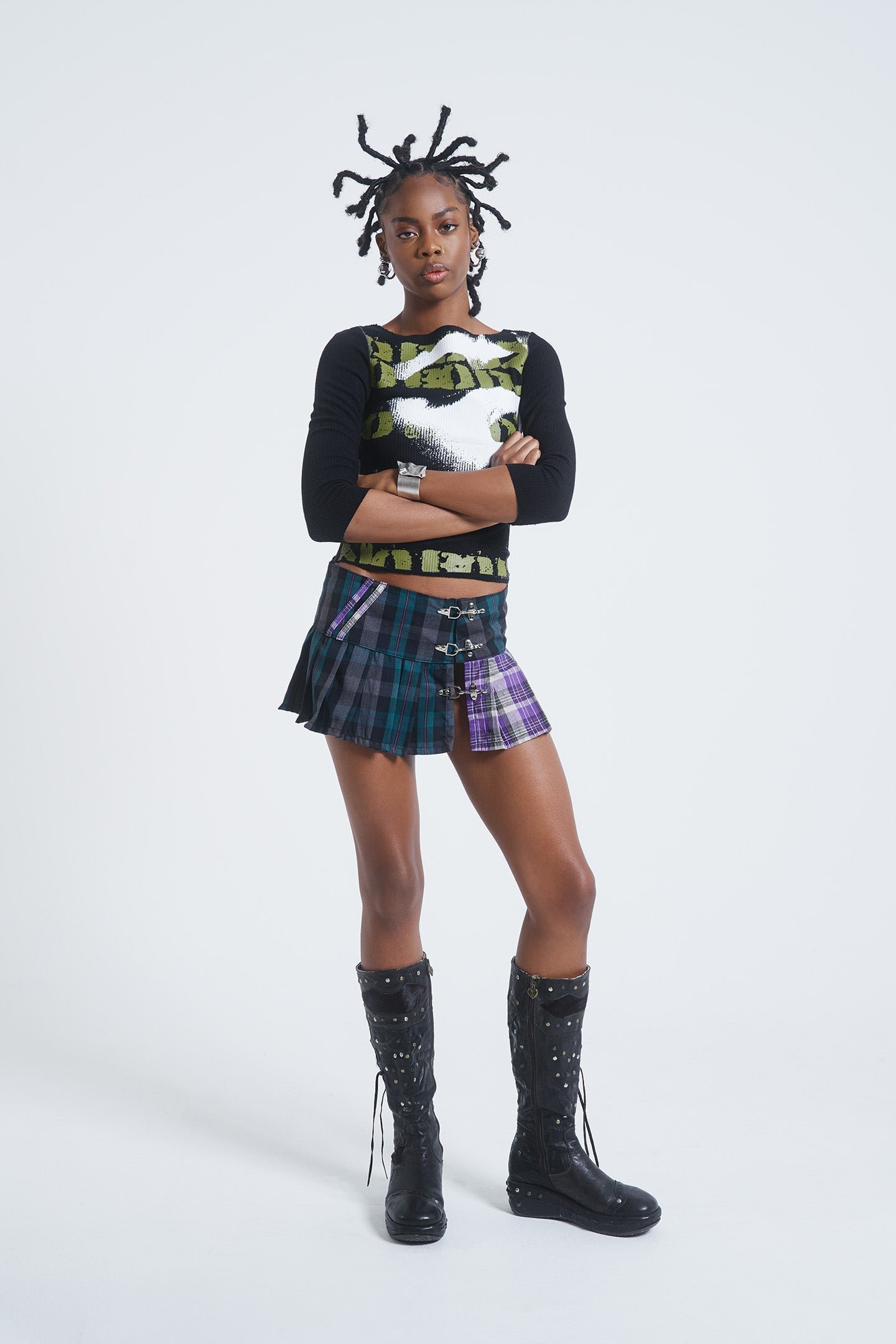 Mixed Tartan Mini Kilt Skirt | Jaded London